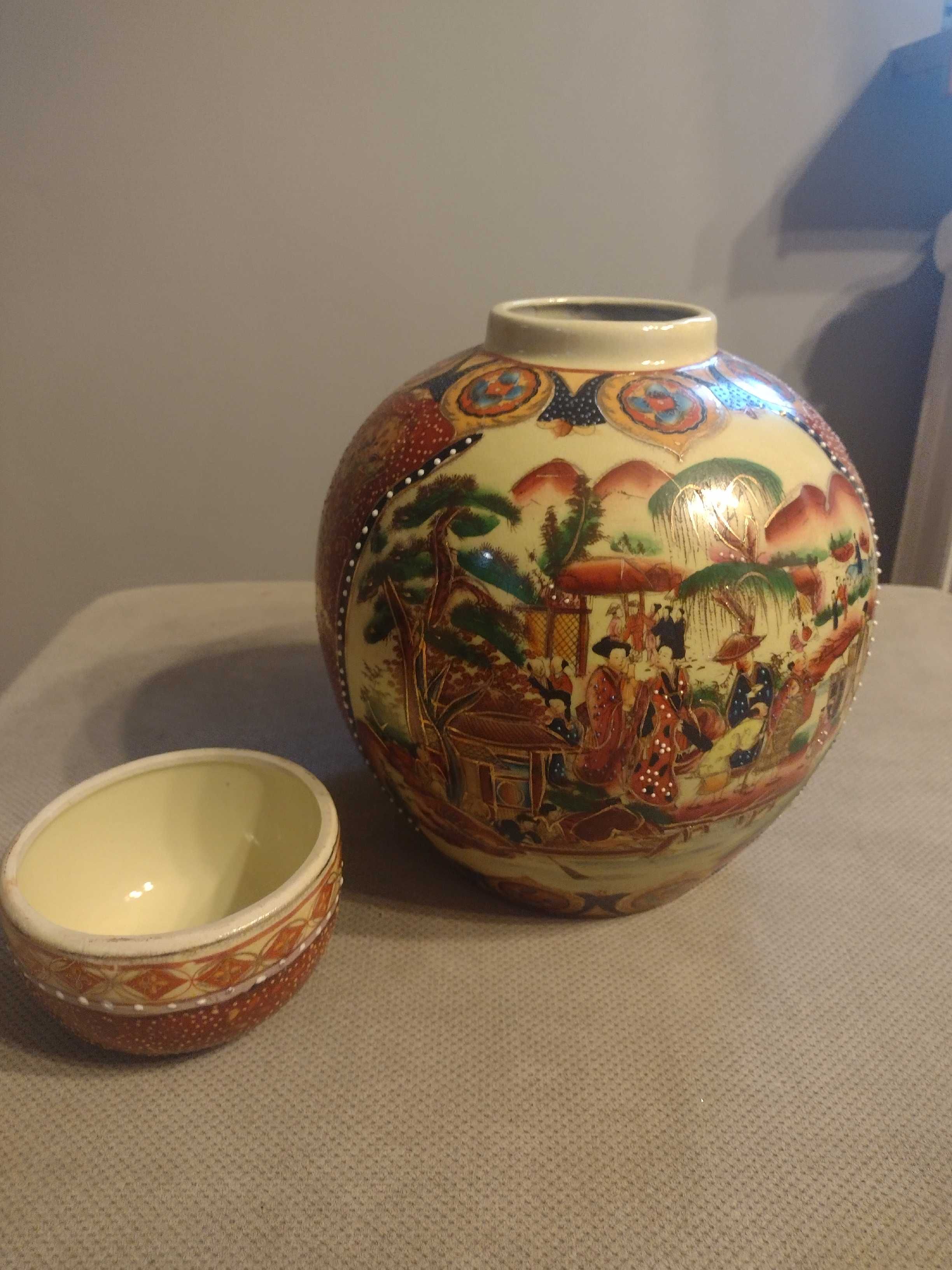 PORCELANOWA- kamionka AMFORA -  pojemnik - Made  in CHINY-duża