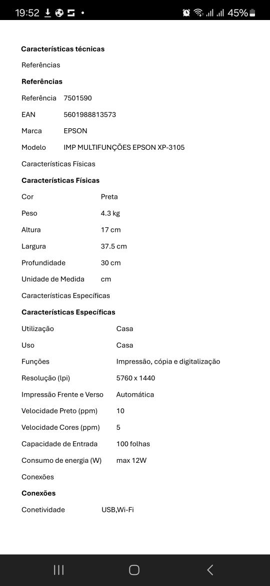 Impressora Multifunções Epson A4