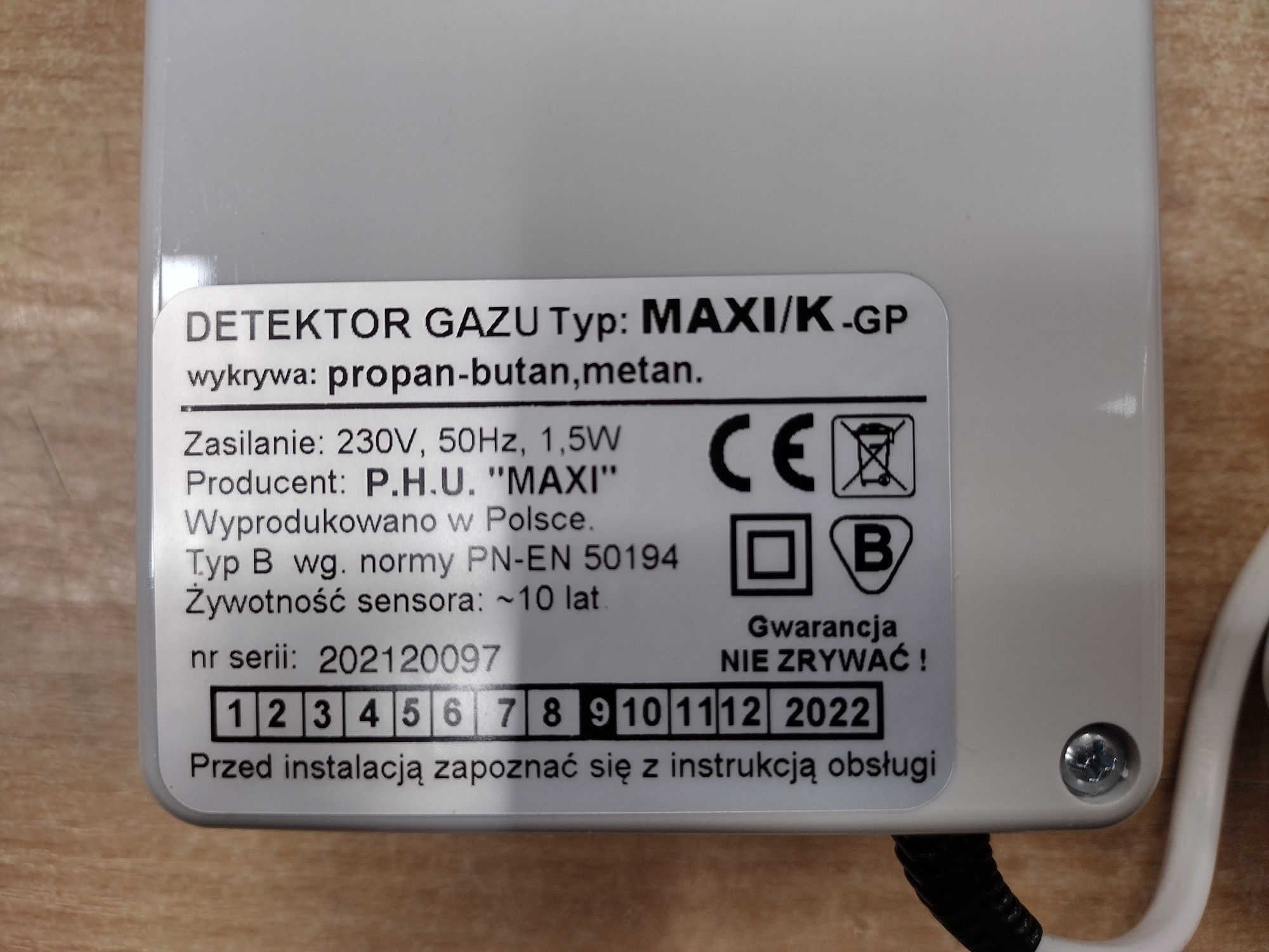 Czujnik Detektor GAZU MAXI/K-GP -Komis MADEJ skup-sprzedaż Dębica