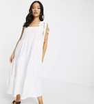 ASOS design petite biała urocza sukienka maxi z wiązaniem na ramionach