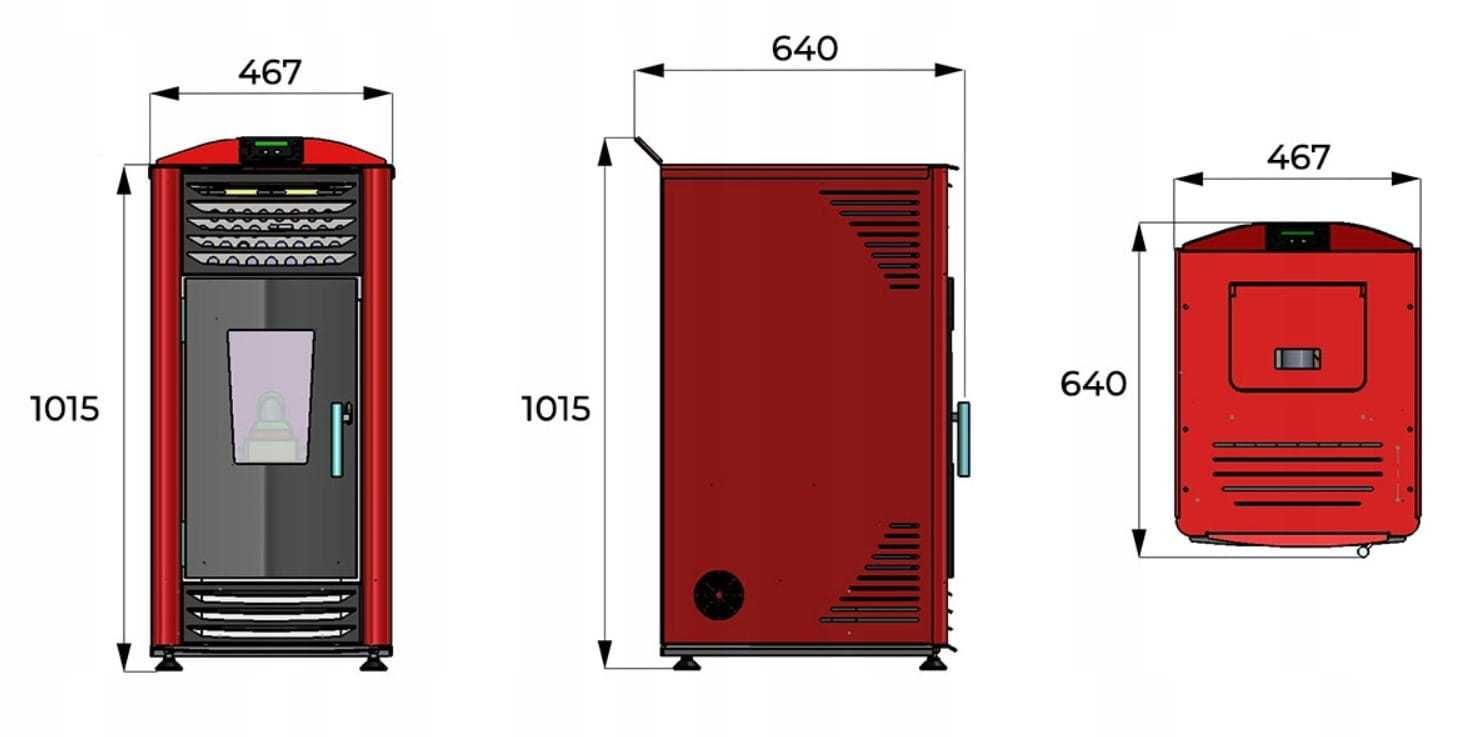 EKOLOGICZNY PIEC NA PELLET HELENA 12kW Powietrzny wbudowany Wentylator