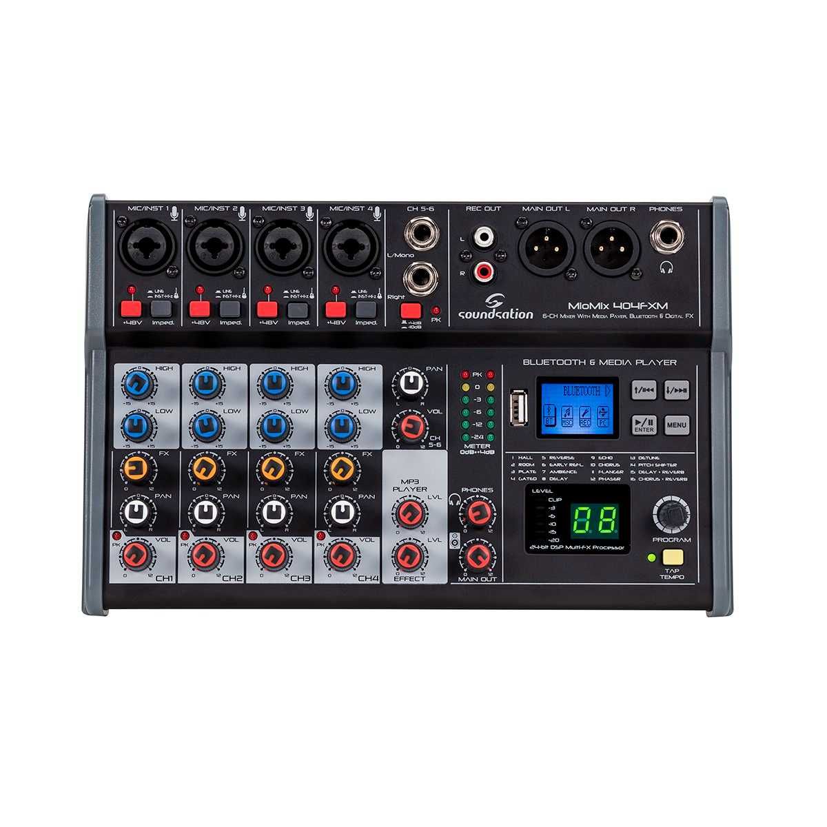 Soundsation MIOMIX-404FXM mikser fonii Bluetooth, WAV, MP3, USB, DSP