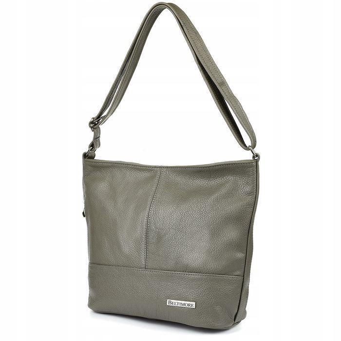 Dwukomorowa duża SKÓRZANA nubuk Torba polska do pracy codzienna damska