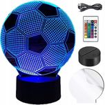 Lampka nocna LED 3D Piłka Nożna RGB z pilotem dla dzieci 22cm