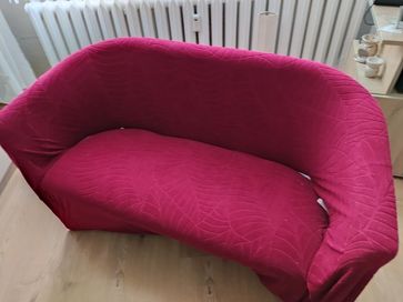 Bordowa sofa + pokrowiec
