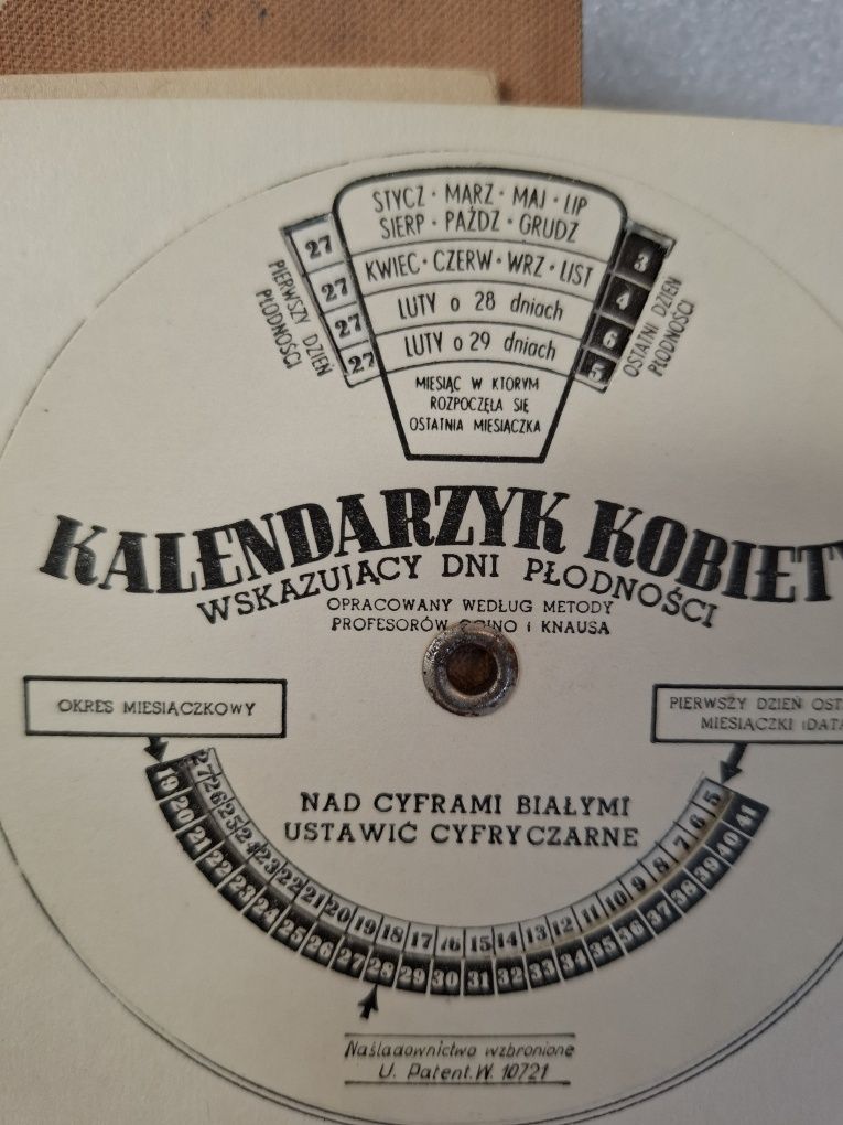 Kalendarzyk płodności kobiety 1958r