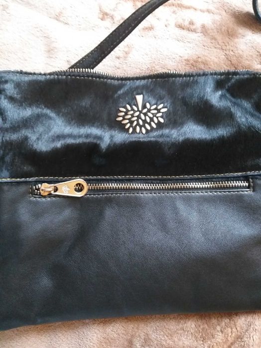 Чорний клач з натуральної шкіри, Mulberry