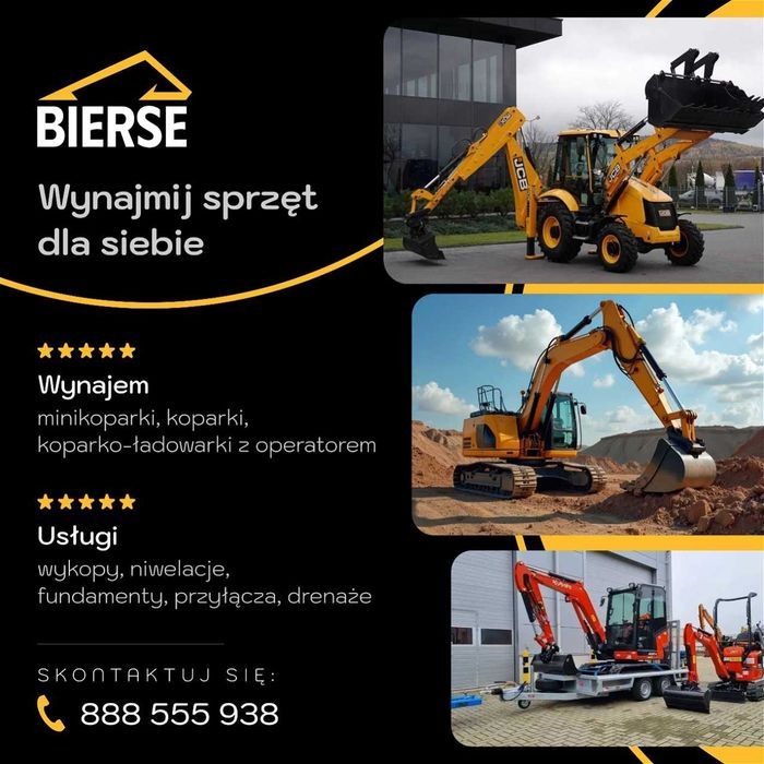 Wynajem minikoparki koparko ładowarka minikoparka koparka