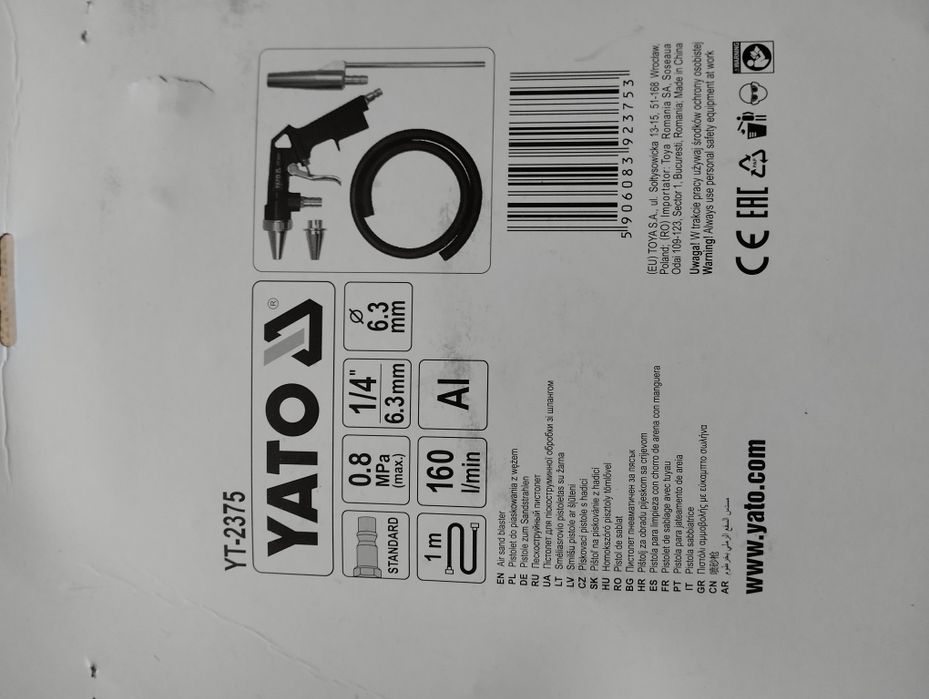 Pistolet do piaskowania Yato nowy Plus gratisy