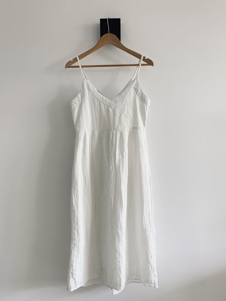 Sukienka biała guziki midi maxi letnia summer Stradivarius