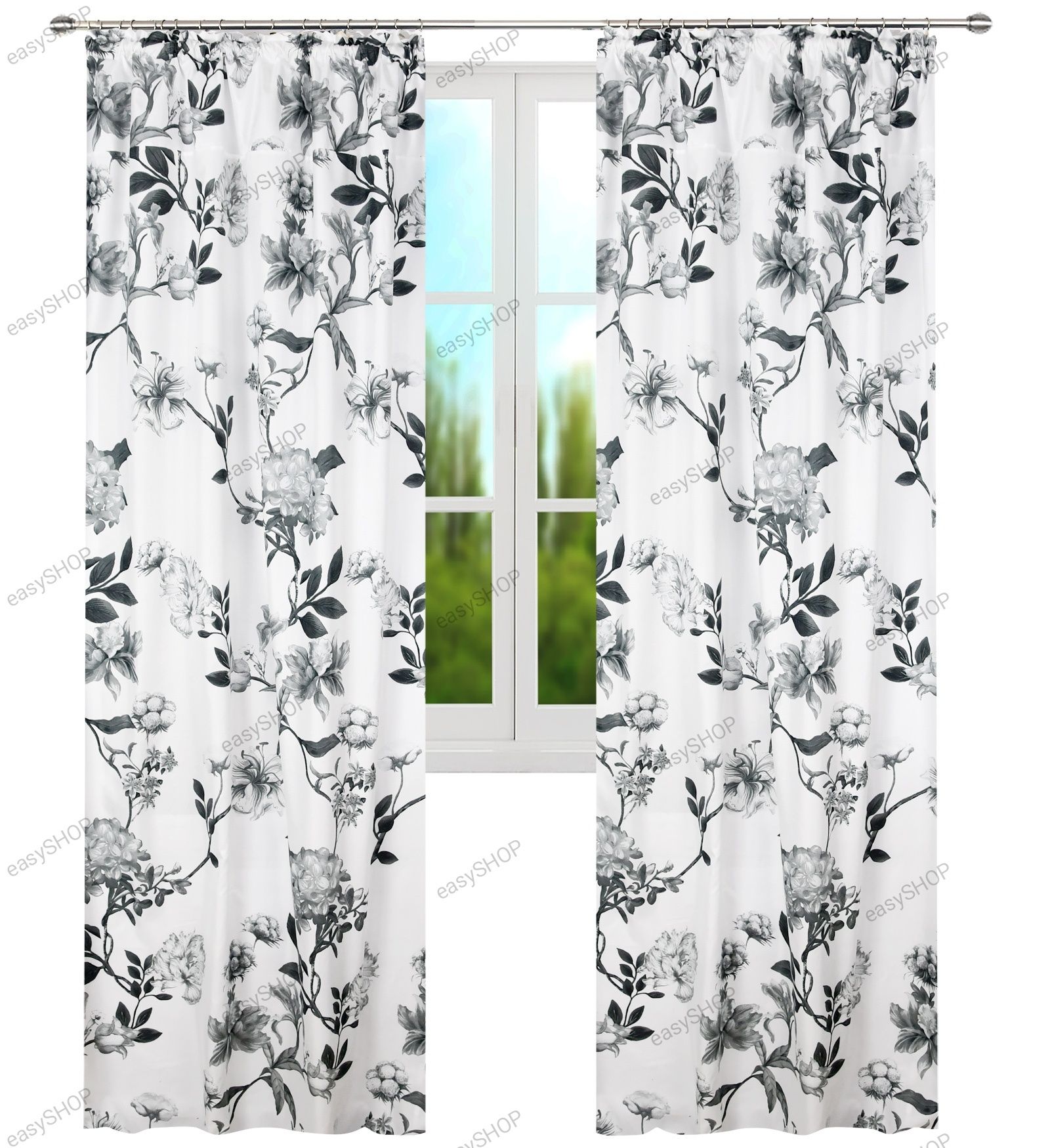 ‼️ WYPRZEDAŻ ‼️ 2 zasłony z mikrofibry 250x145 wzór kwiatowy