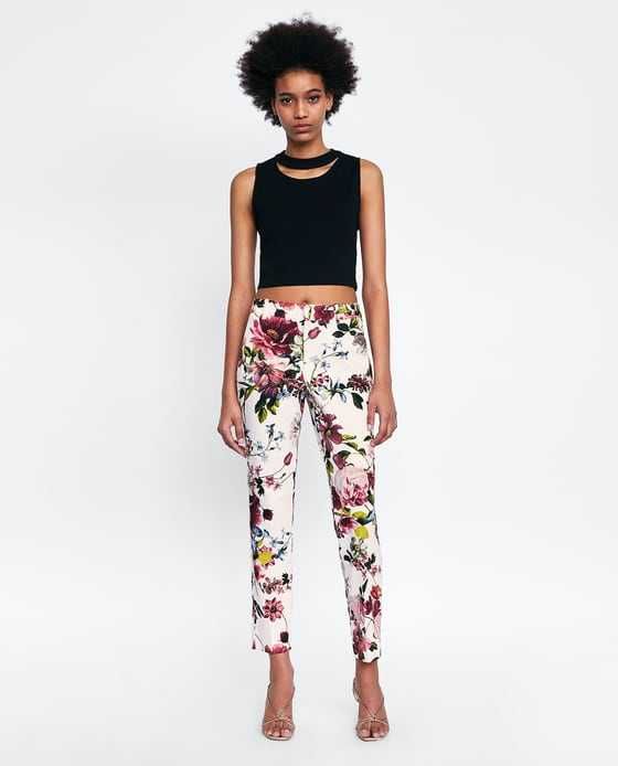 Calças chino padrão floral Zara Tam 36 Novas c/ etiqueta