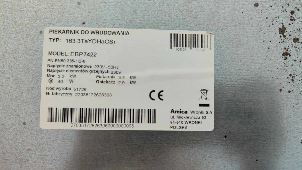Piekarnik Amica