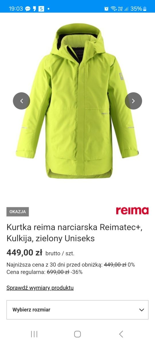 Kurtka zimowa narciarska Reima 128
