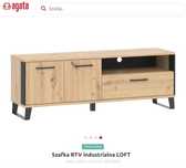 Szafka RTV LOFT – dąb artisan, metalowe nogi, 150 cm