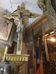 Crucifixo  de parede antigo em madeira policromada