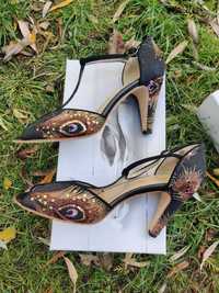 Anniel 41 butterfly nowe buty obcas haftowane haft