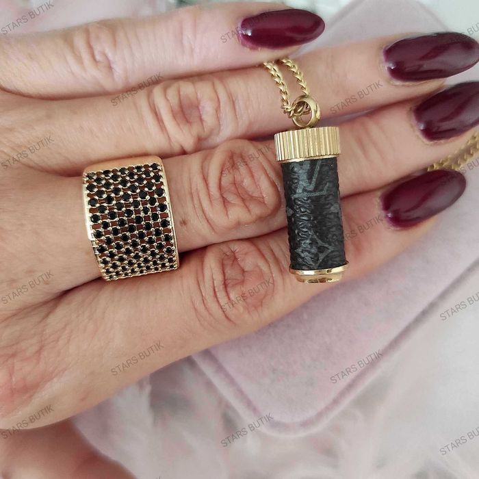 Długi łańcuszek naszyjnik L*V flakonik epileather stal 316L unikat