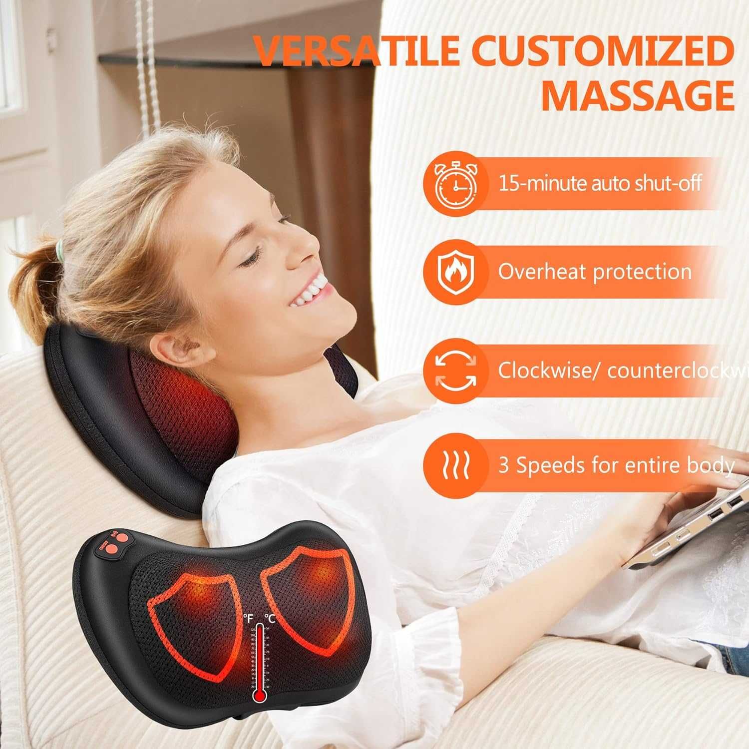 Shiatsu masażer, poduszka do masażu karku, ramion, pleców