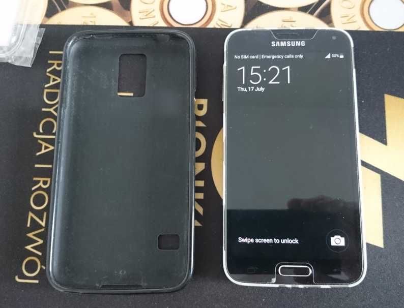 Smartfon, Telefon Samsung Galaxy S5 SM-G900F + szkło, etui, akcesoria