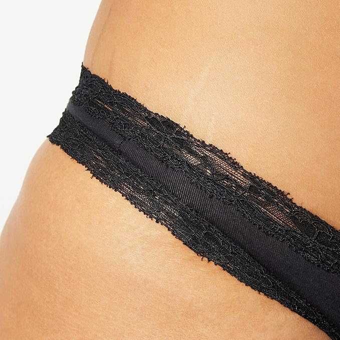 Majtki czarne stringi bawełna z koronką 5szt roz.XS