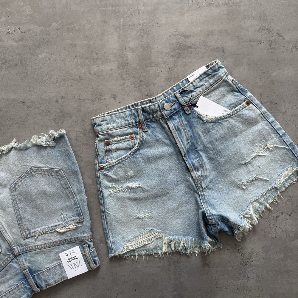 Блакитні джинсові шорти zara 34 XS голубые джинсовые шорты