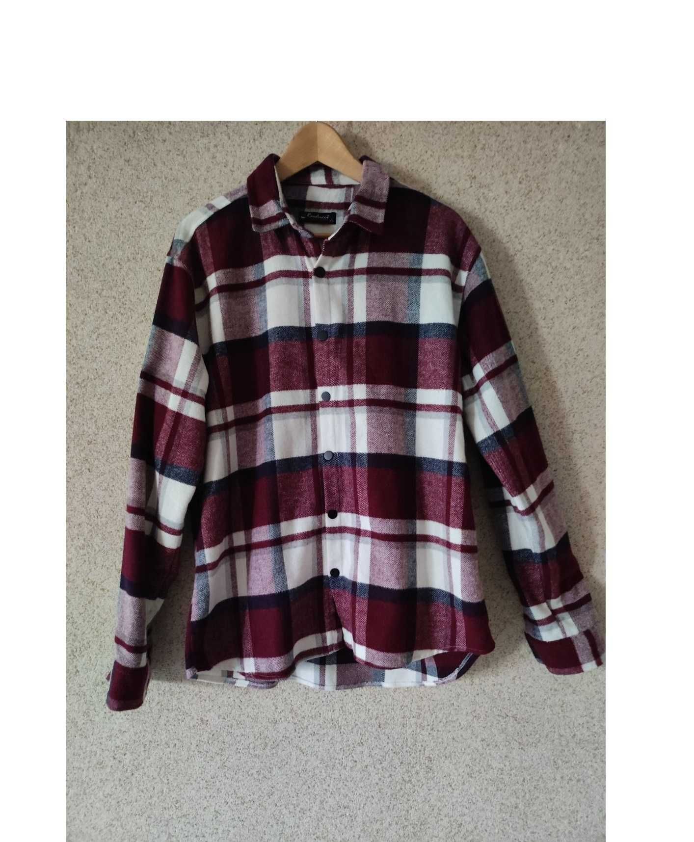 polarowa flanelowa koszula w kratę casual kurtka koszulowa zapinana
