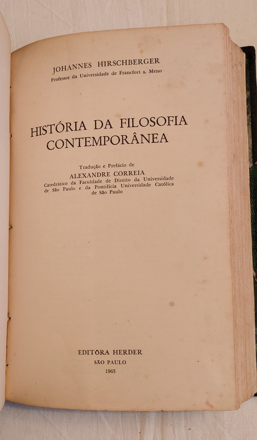 História da filosofia moderna e contemporânea, Johannes  Hirschberger