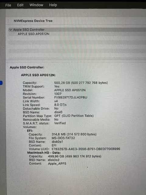 Macbook Pro 2019 A2159 512/8