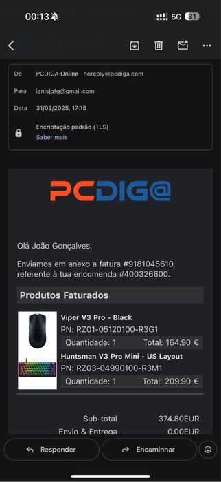 Rato Razer Viper V3 Pro Como Novo