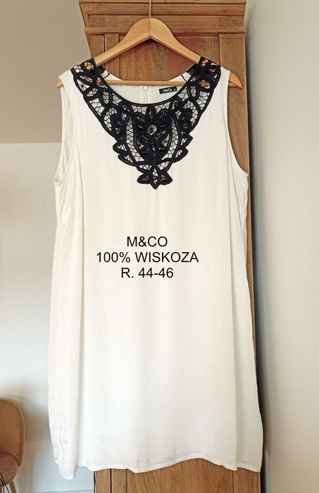 Biała elegancka sukienka M&Co koronka