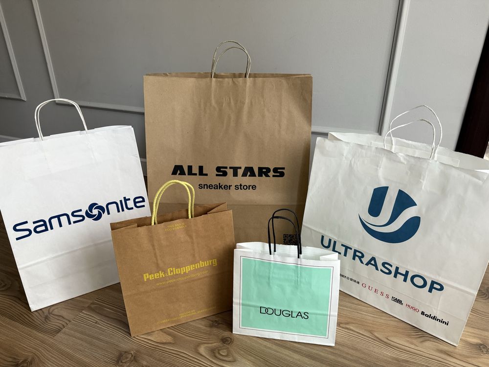 Брендові пакети, пакеты бумажные Zara, H&M, Ultra Shop, Benetton