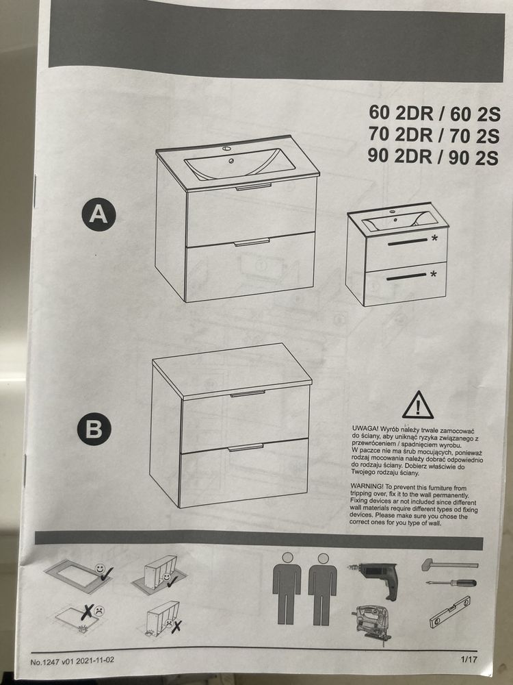 Szafłka łazienkowa z umywalką