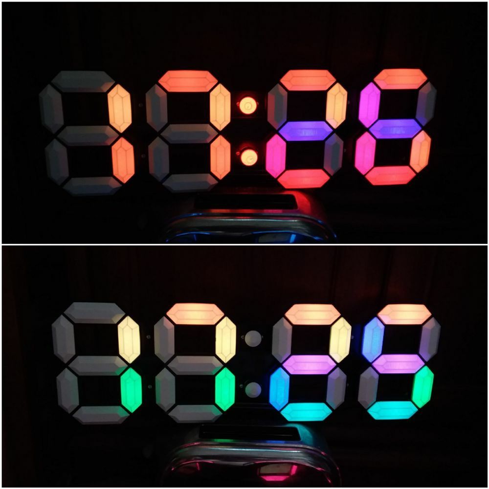Nowy, duży, wielokolorowy zegar LED 17x52cm + temperatura