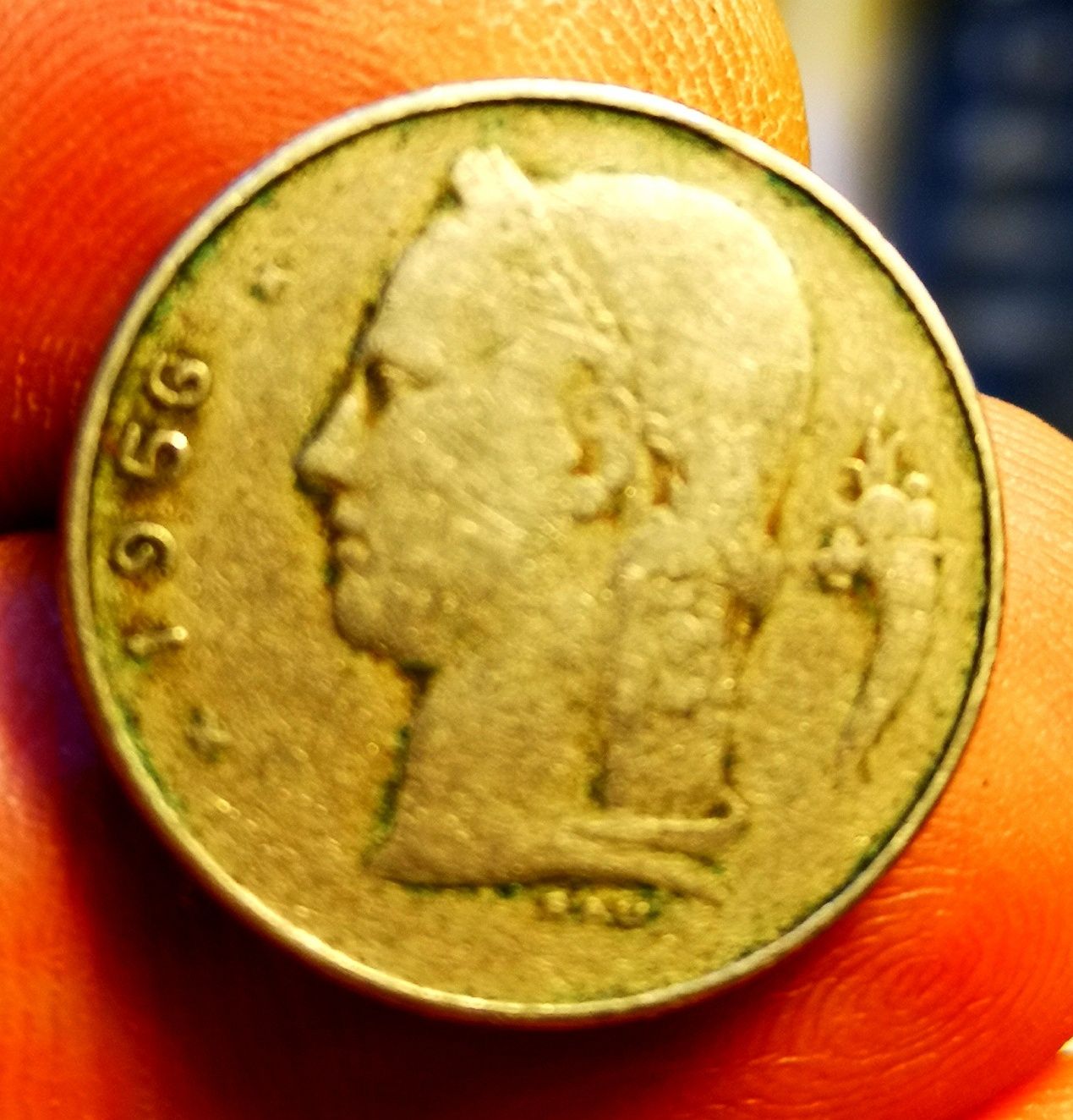 Moneta obiegowa 1 frank Belgia 1956r
