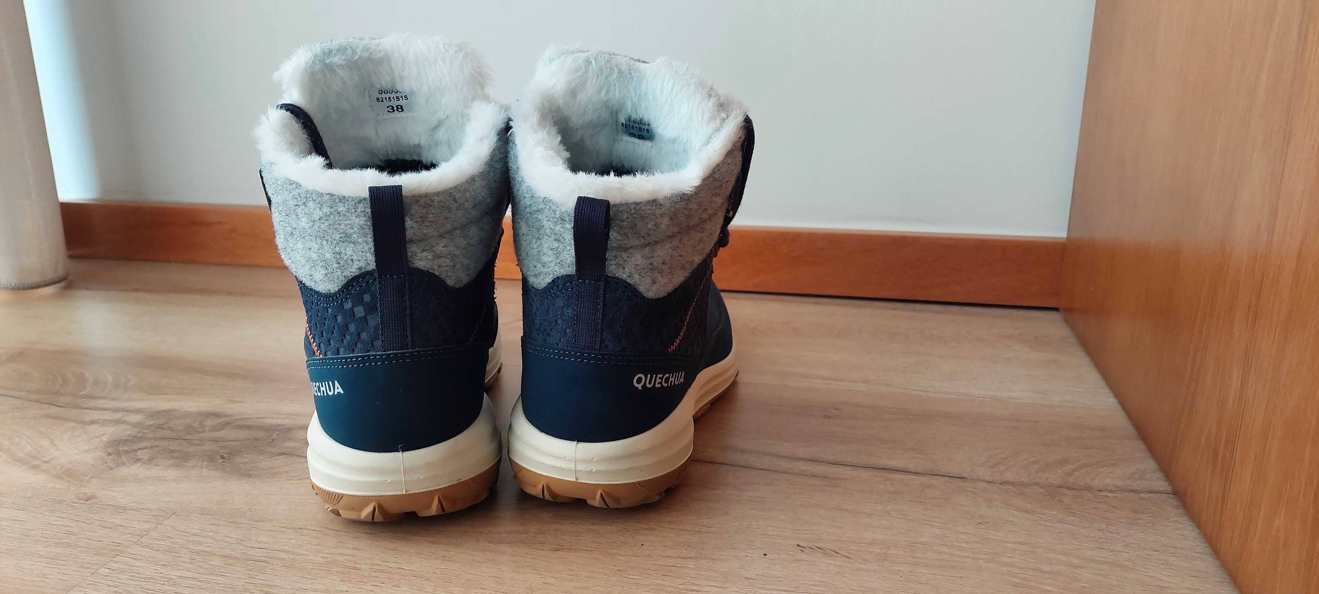 Botas de caminhada na neve quentes e impermeáveis em couro - SH900 Mid