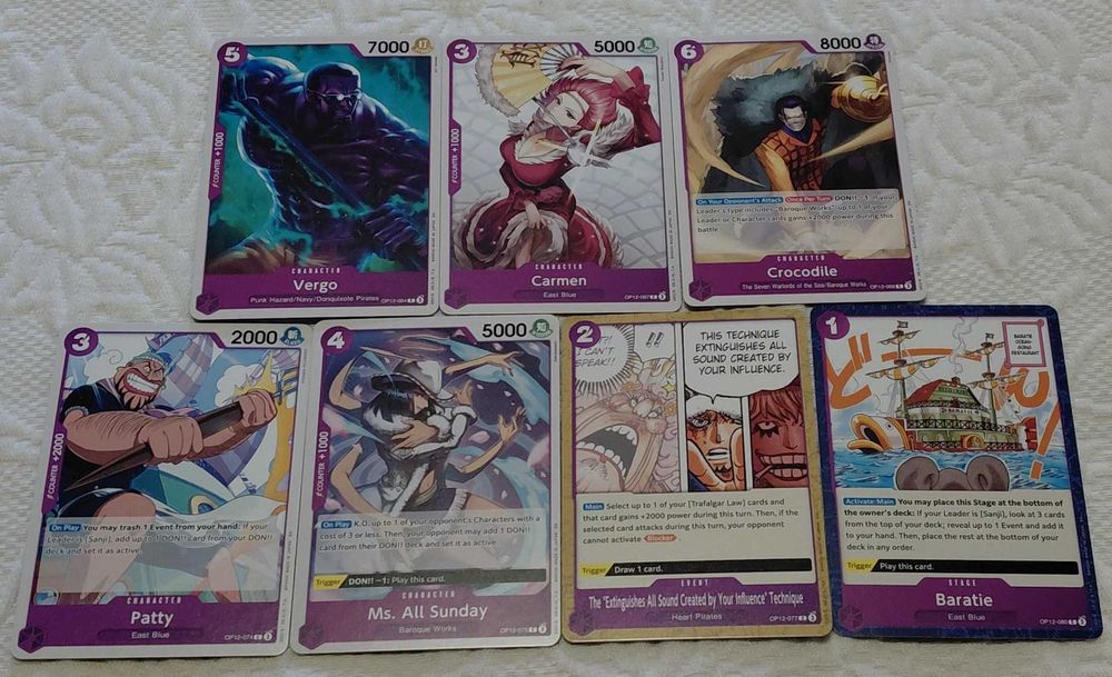 lote de 52 cartas one piece tg op12
