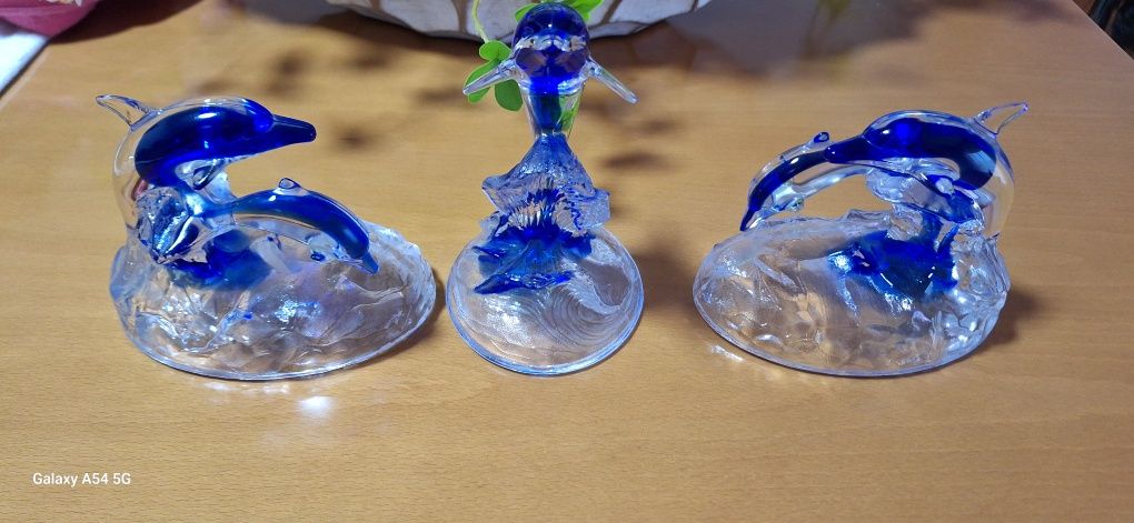 3 peças golfinhos em vidro