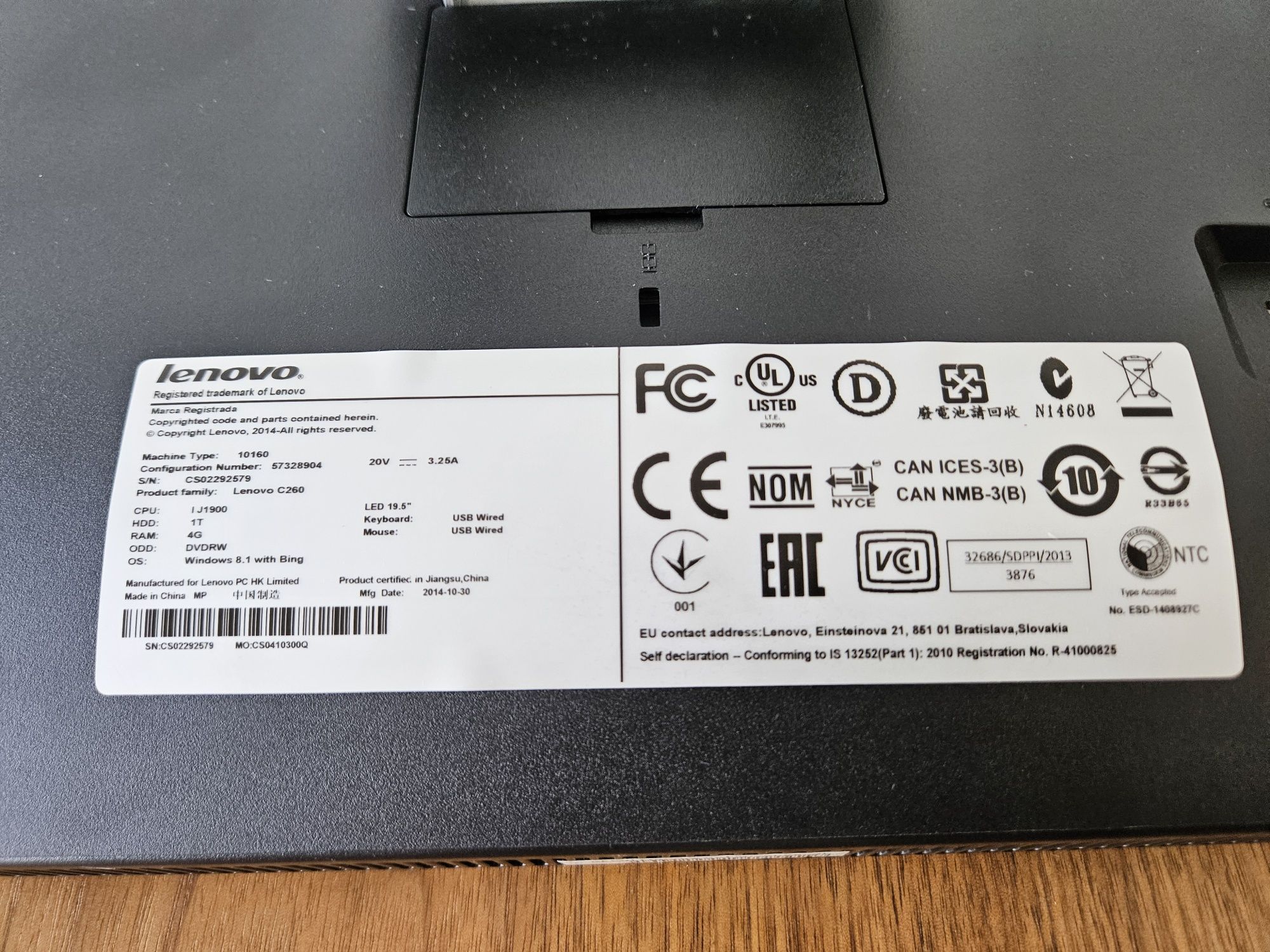 Komputer All-in-one Lenovo IdeaCentre C260 WINDOWS 10
