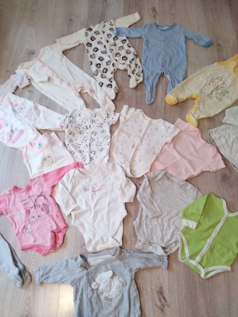 Zestaw ubrań 62, paka ubrań pajace, body
