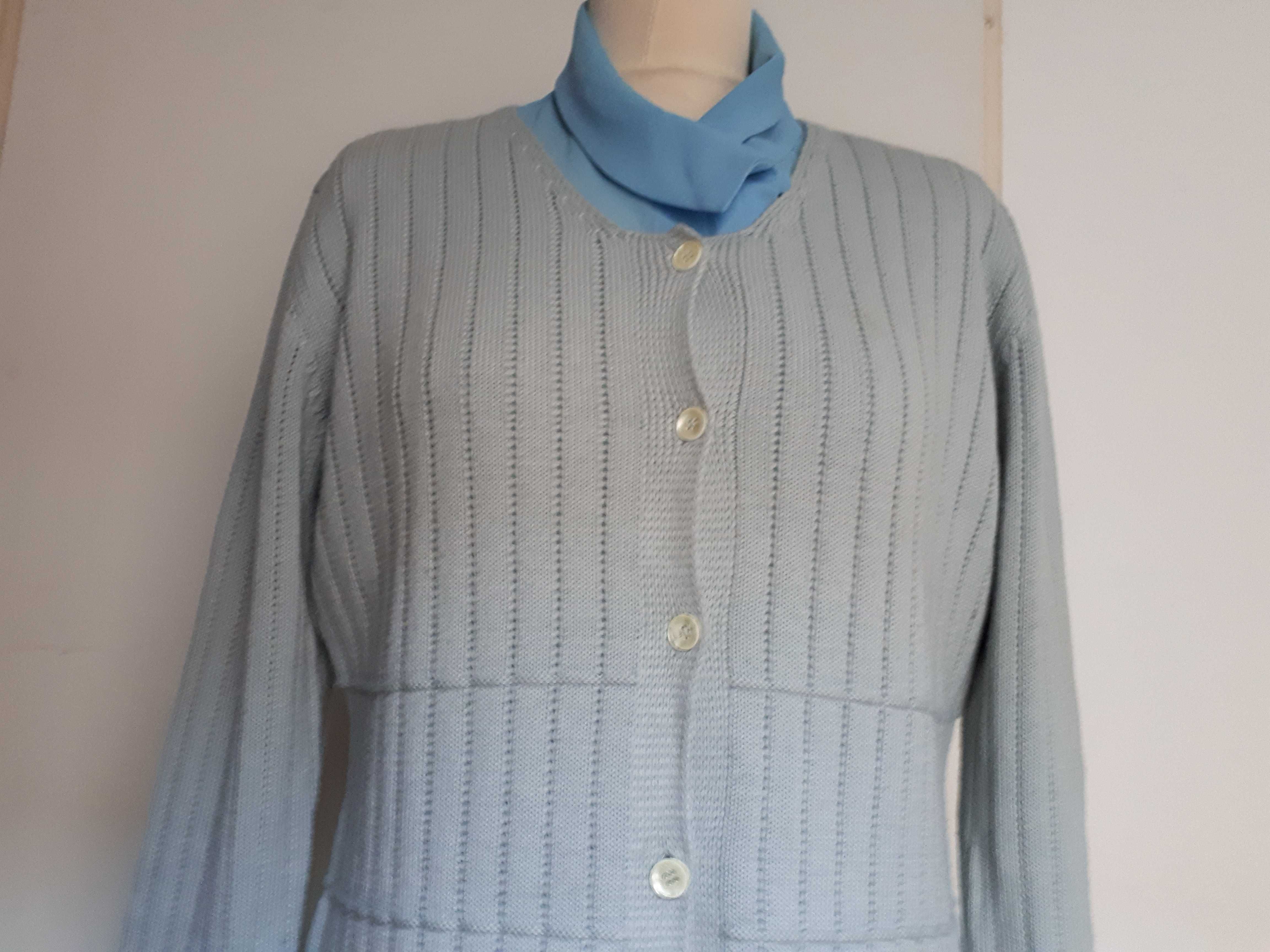 Morgano śliczny sweter rozpinany szaro-niebieski 42