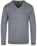 Sweter Męski V Serek- Wełna - KNK - szary