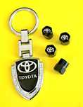 ** NOWY Breloczek TOYOTA + Nakrętki na wentyle czarne komplet tuning