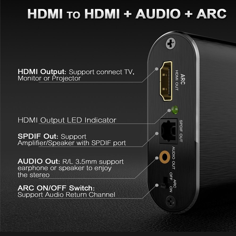 Конвертер HDMI 4К,60гц ARC на акустику 5.1 SPDIF, aux ,экстрактор,PS5,