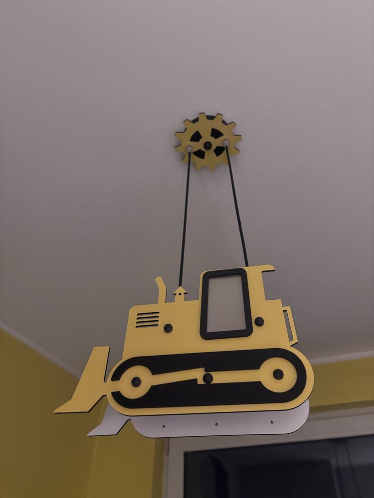 Lampa wiszaca spychacz / żyrandol do pokoju dziecięcego