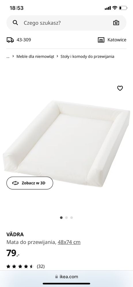 Mata do przewijania ikea vädra + pokrowiec