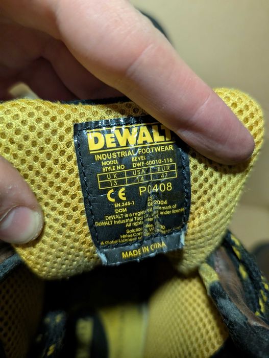 Черевики Dewalt 47р., робочі, з метал. пластиною (устілка 32см)