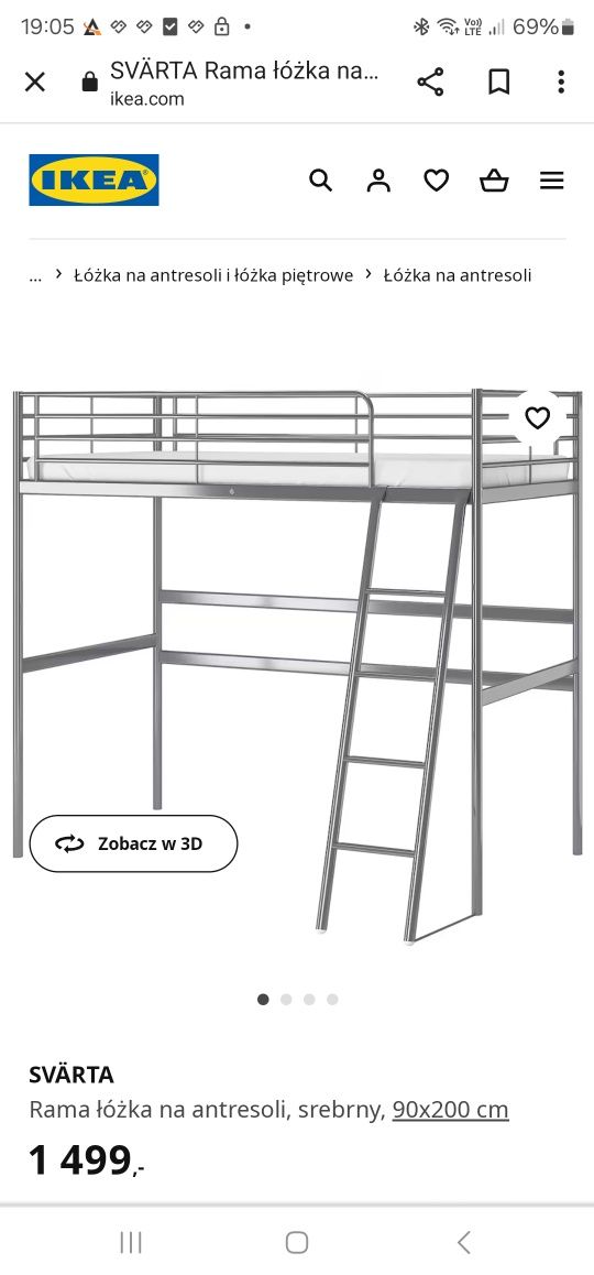 Łóżko piętrowe Svarta(Ikea)