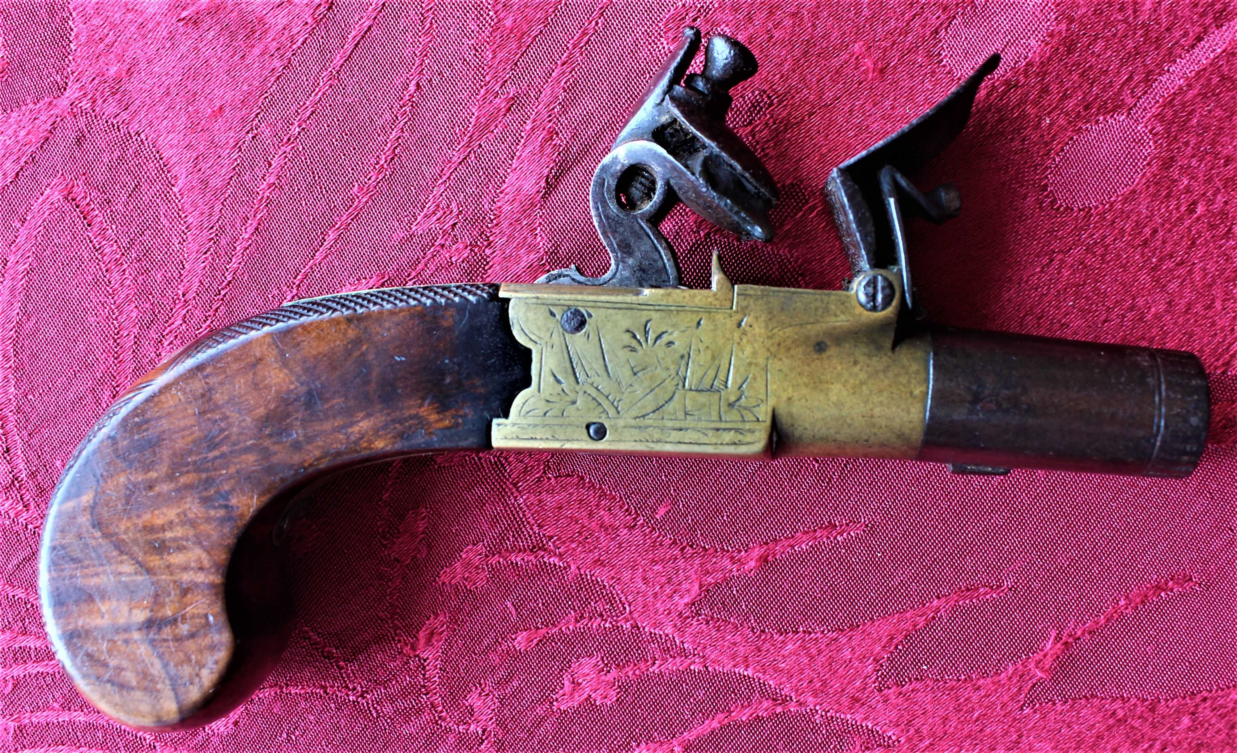 PISTOLA DE BOLSO PEDERNEIRA DE CAIXA DE EDWARD TAYLOR PUNÇÕES