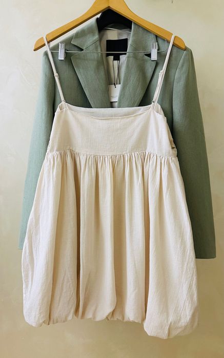 Сукня балон вишиванка ZARA біла лляна вишита платье вышиванка льон лен